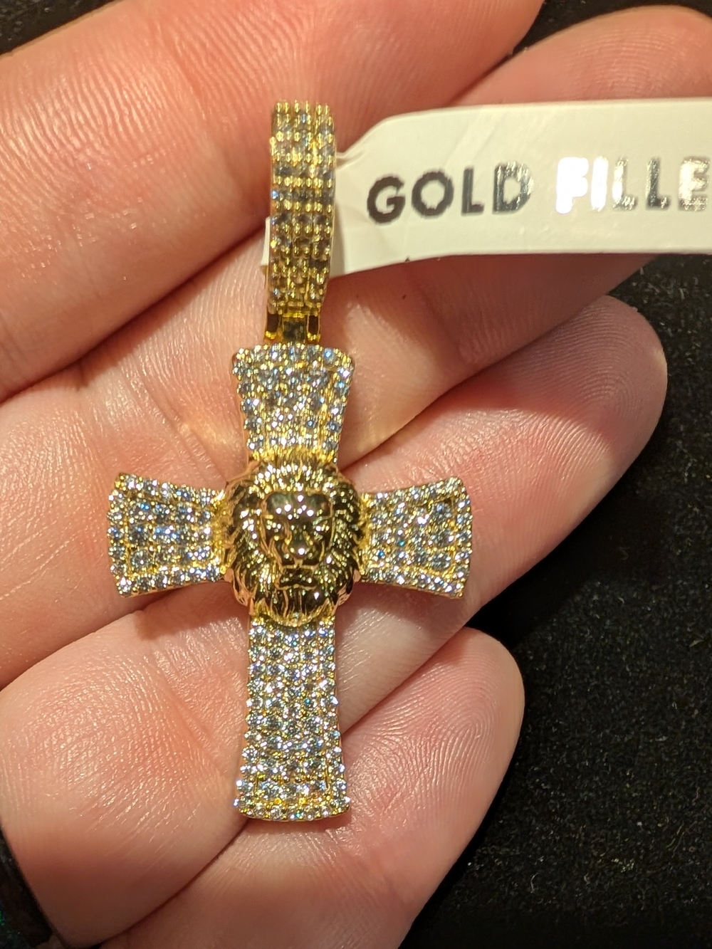 Gold-Filled Lion Cross Pendant Necklace - Gold
